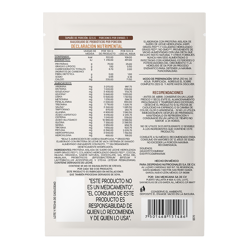 Sachet Proteína Premium GRASS-FED + Colágeno  - Chocolate