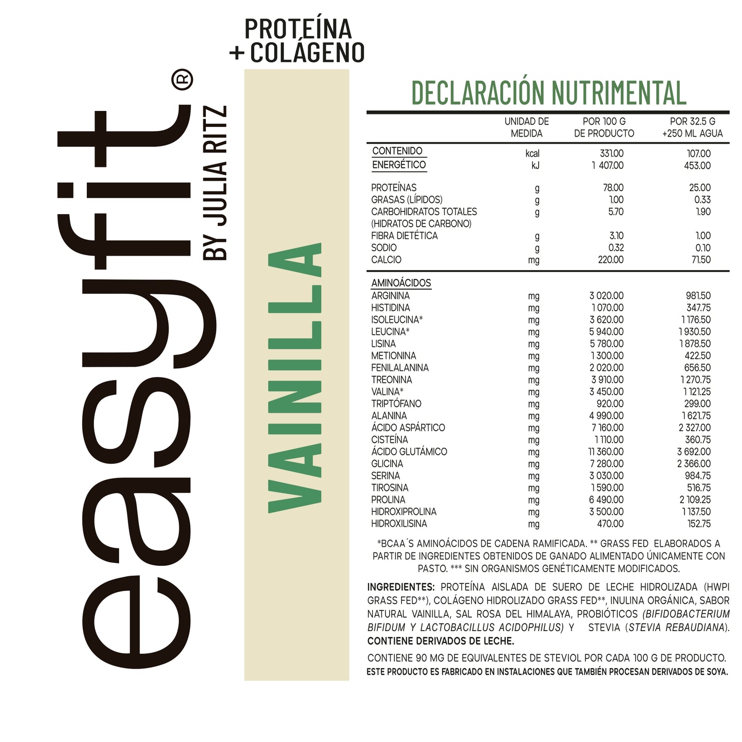 Proteína Premium GRASS-FED + Colágeno Hidrolizado - Vainilla